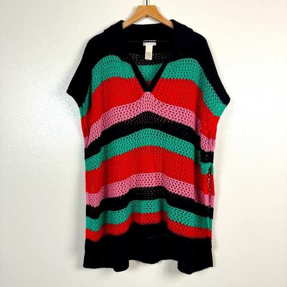 Free People One Size Crochet Striped Tunic - Picture 2 of 5